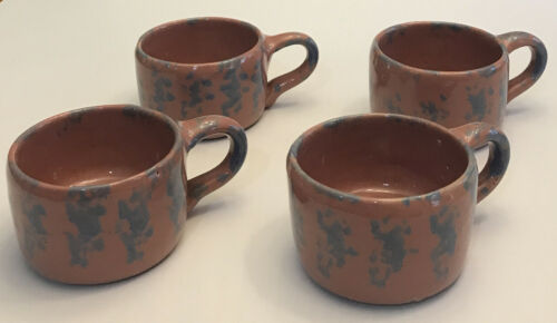 Lot Of 4 Bybee Bb Spongeware Kentucky Pottery Mugs, B9