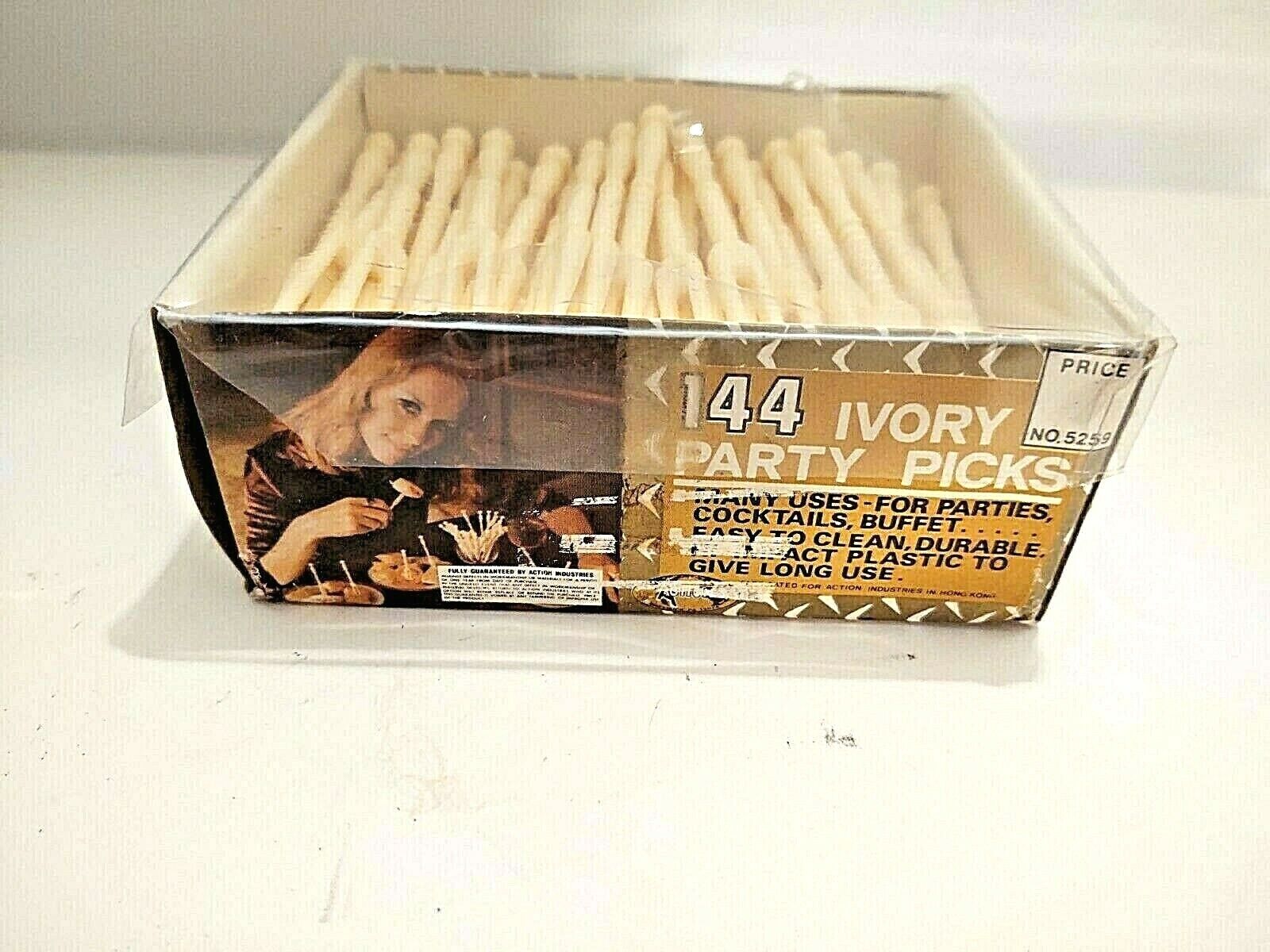 Lot Of Vintage Faux  Ivory Party Picks, Charcuterie Barware, Cocktail Forks Nos
