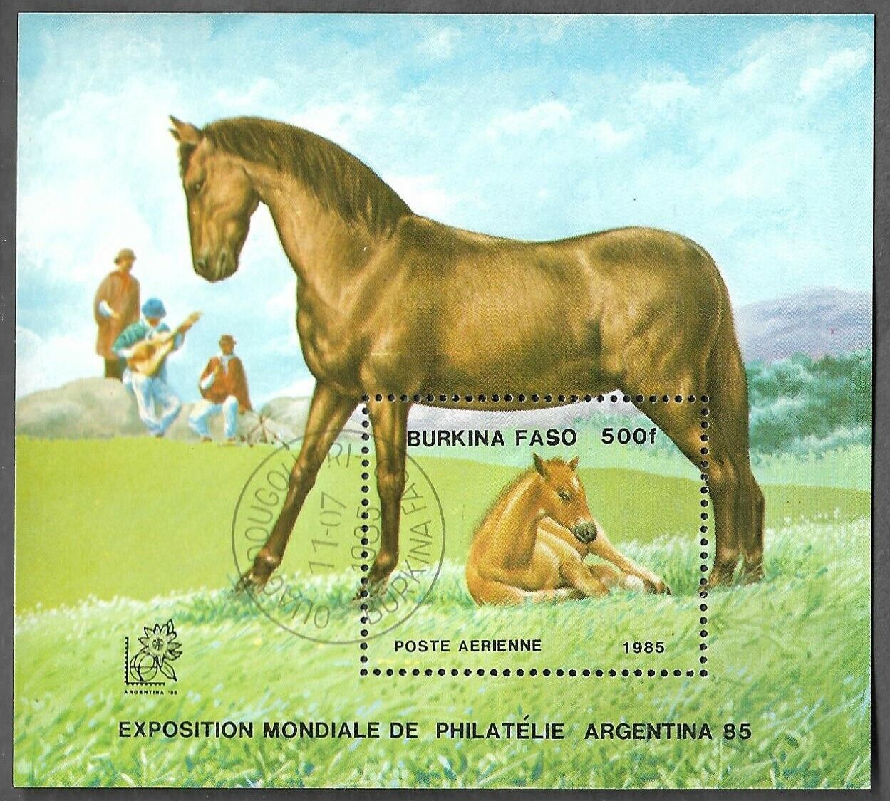 Burkina Faso 1985 Horse Argentina S/s Cto