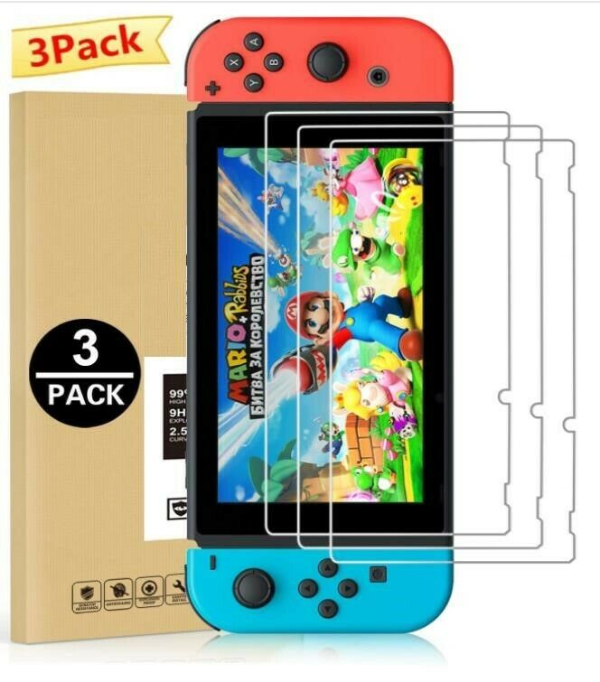 3pack For Nintendo Switch Premium 9h Hd Tempered Glass Screen Protector Guard
