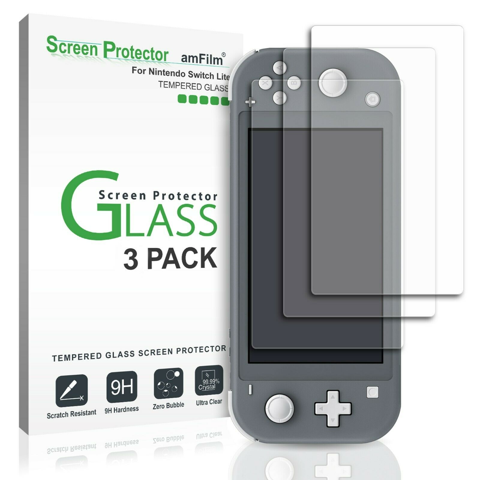 Amfilm (3 Pack) Nintendo Switch Lite Screen Protector - Premium Tempered Glass