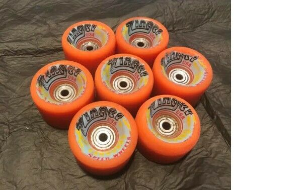 Vanguard Zingers Bright Orange Roller Skate Wheels, 7 Vintage Wheels