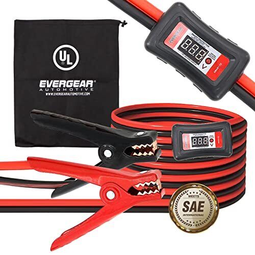 Evergear Jumper Cables 4 Gauge 16 Feet With Smart-7 Protector, 600a Heavy Duty B