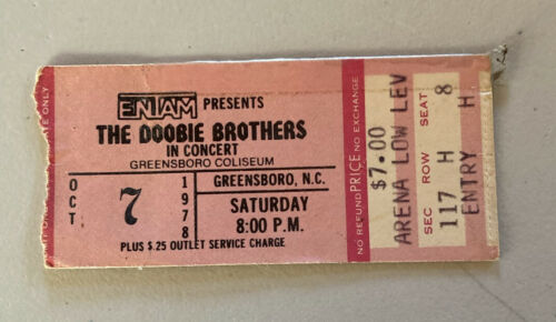 Doobie Brothers Ufo Rare Concert Ticket Stub Greensboro, Nc 10/07/1978