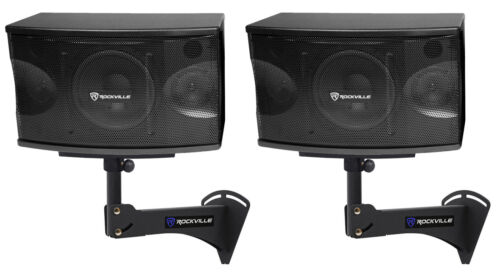 Pair Rockville Kps80 8" 3-way 800w Karaoke/pro Speakers+adjustable Wall Brackets
