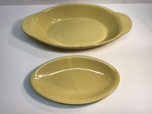 2 Oval Yellow Bybee Pottery Bowls/platters