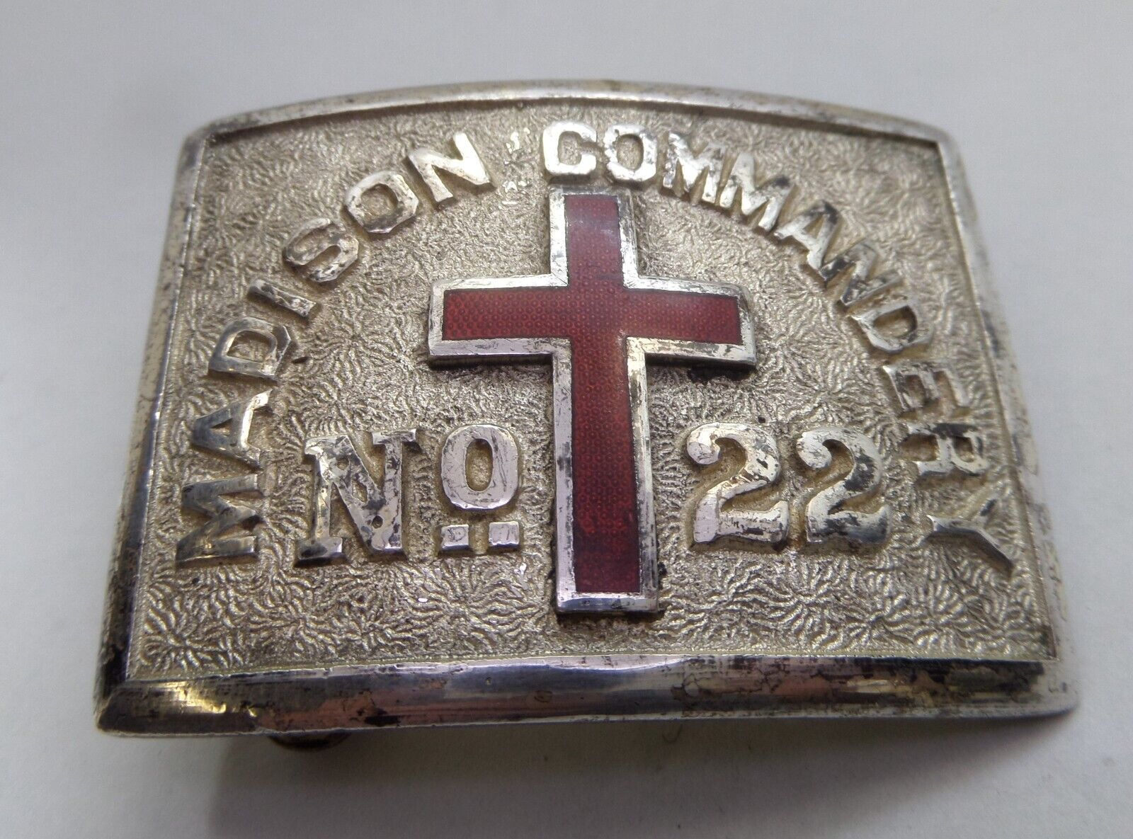 Vintage Madison Indiana Knights Templar Masonic Red Cross Belt Buckle