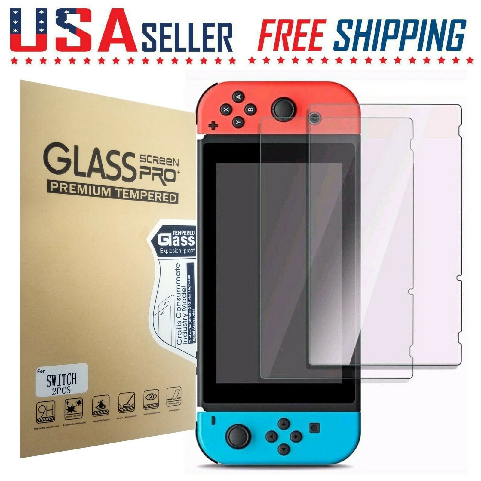 For Nintendo Switch Screen Protector Tempered Glass Hd Clear Anti-scratch 2 Pack