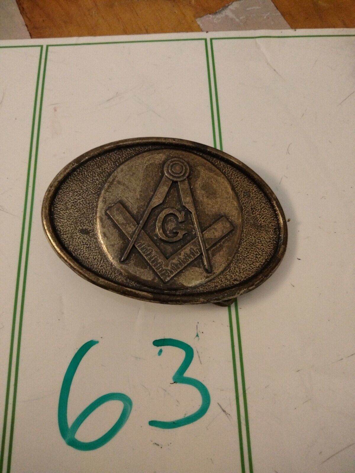 Vintage Masonic Freemasons ~ Belt Buckle ~ Solid Brass